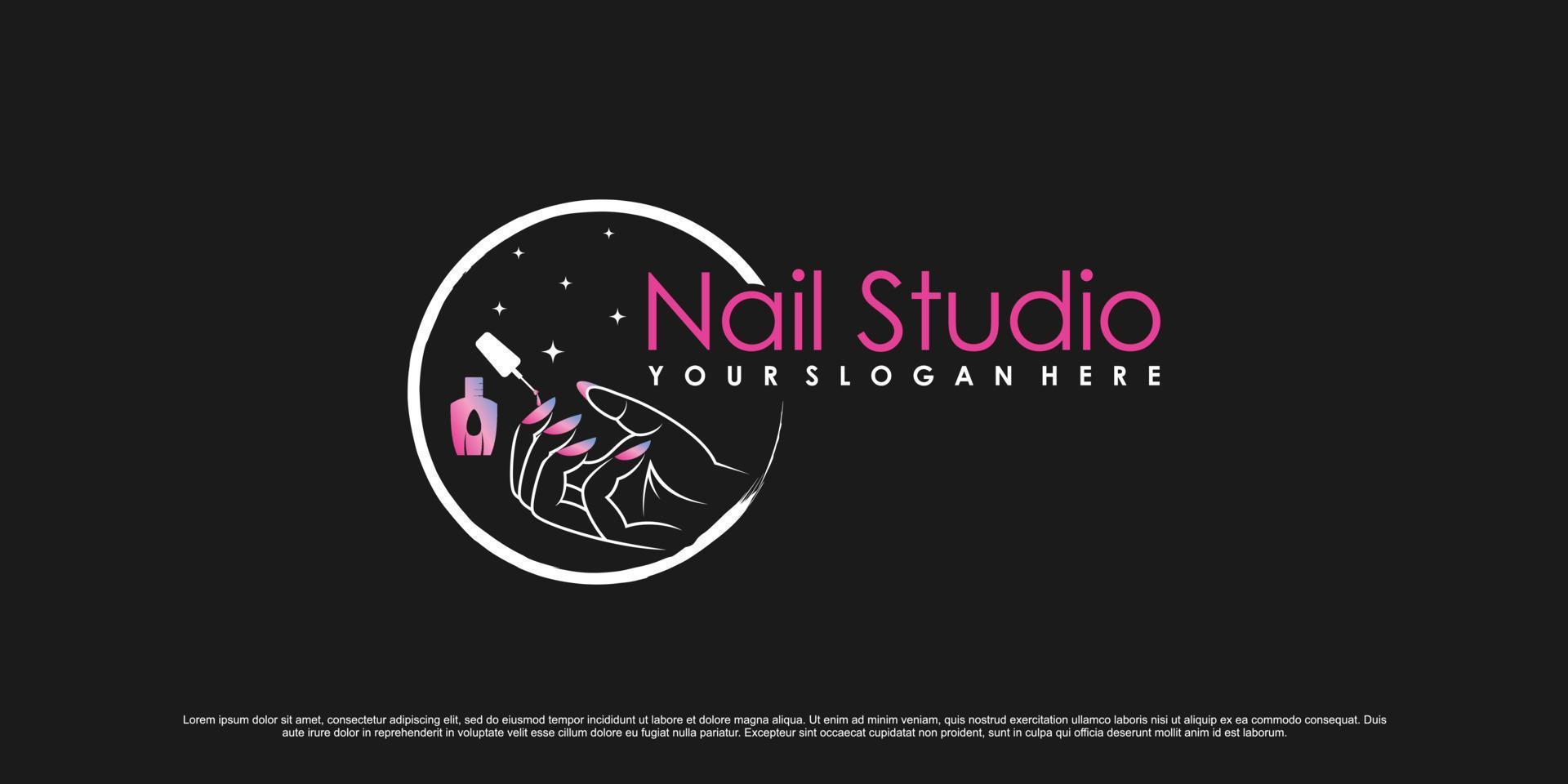 nagelpictogram logo-ontwerp voor manicurestudio of nagelsalon met creatief concept premium vector