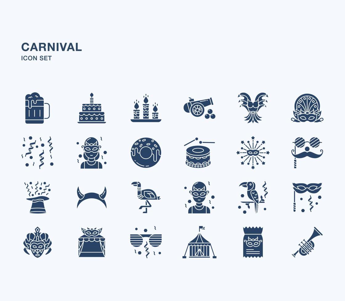 carnaval festival solide icon set vector