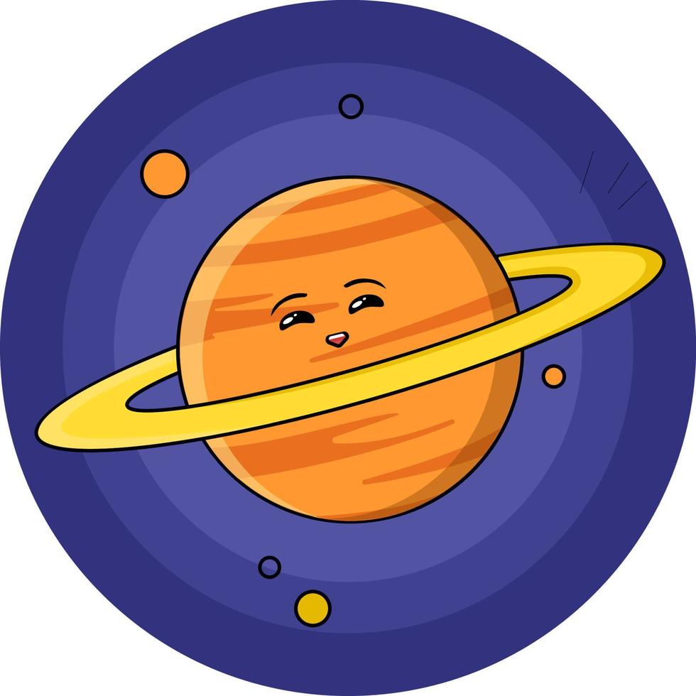 grafische vectorillustratie, doodle kunst, kinderen illustratie, Saturnus planeet vector