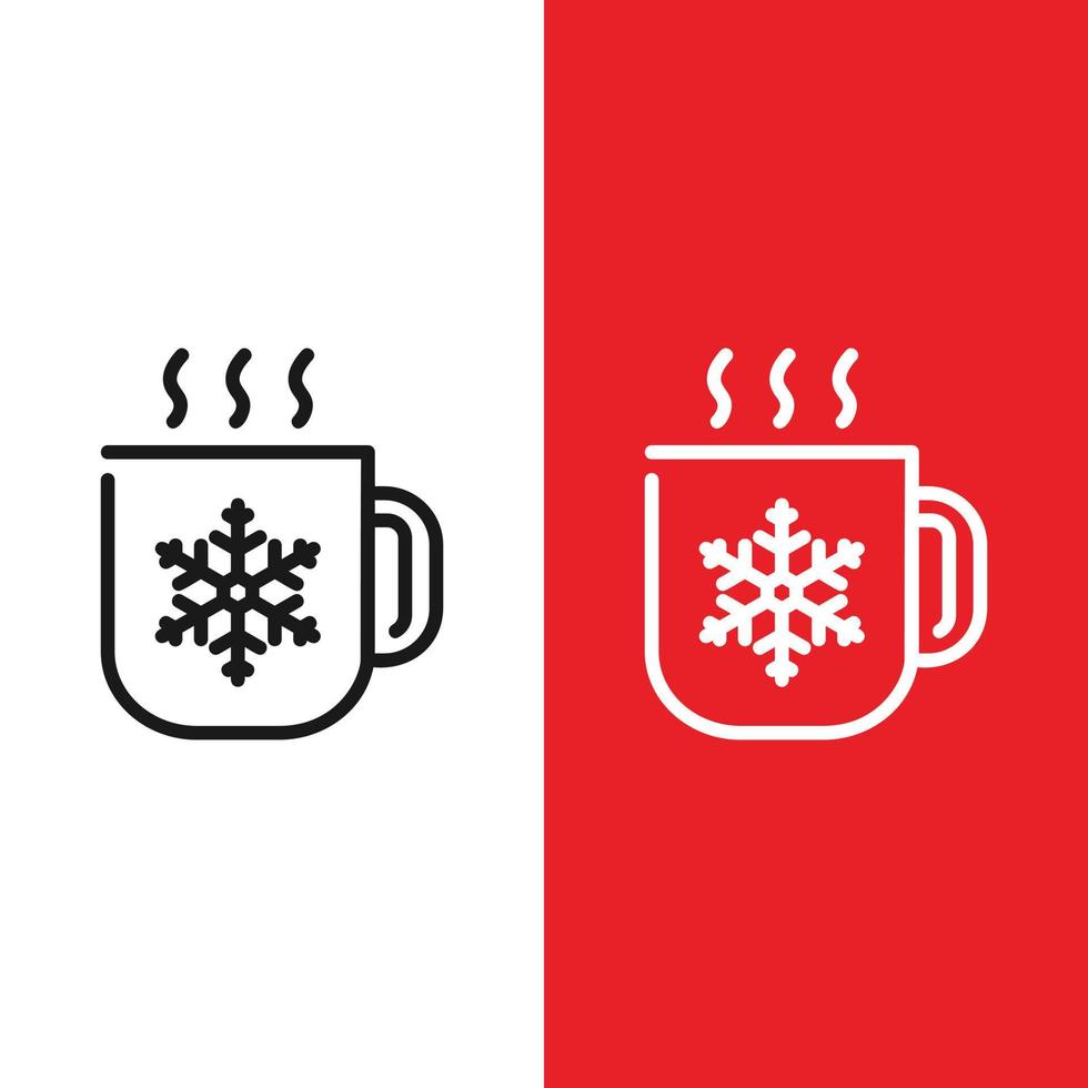 kerst xmas koffie vector pictogram in kaderstijl