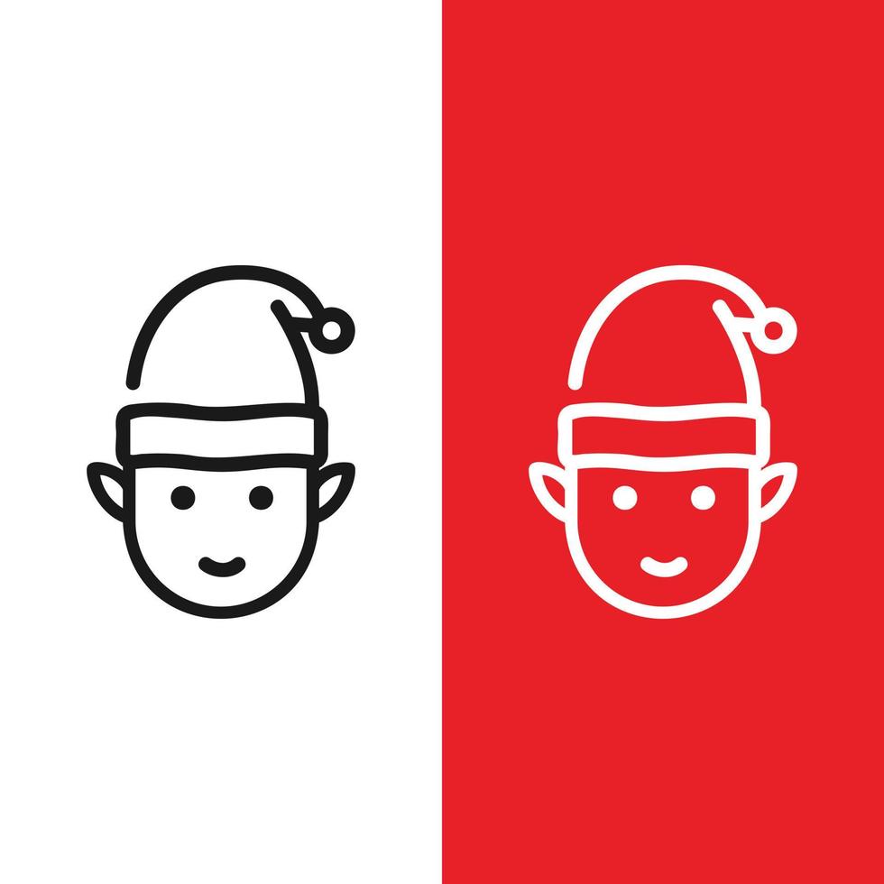 kerst kerst elf vector pictogram in kaderstijl