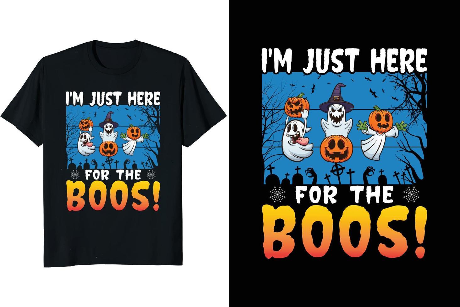 ik ben hier alleen voor het boos halloween vectorillustratie t-shirtontwerp met pompoenspook boos vector