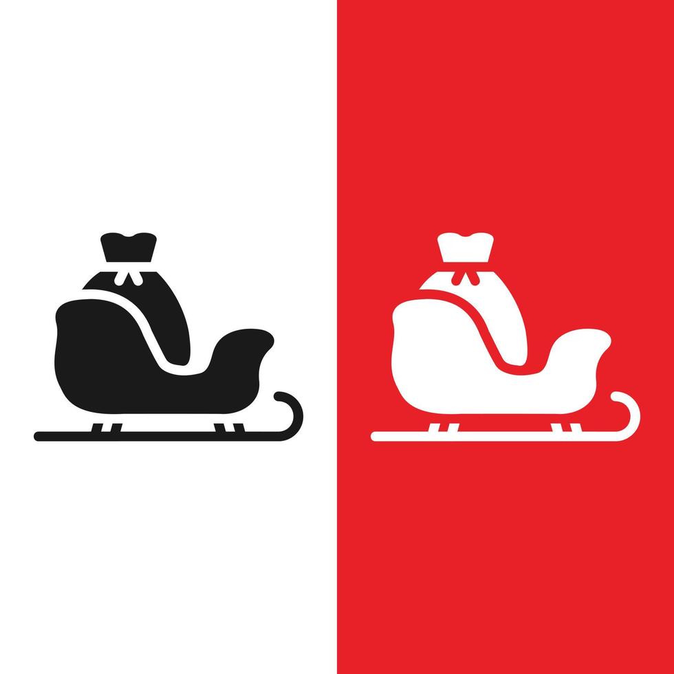 kerstmis slee vector pictogram in glyph-stijl