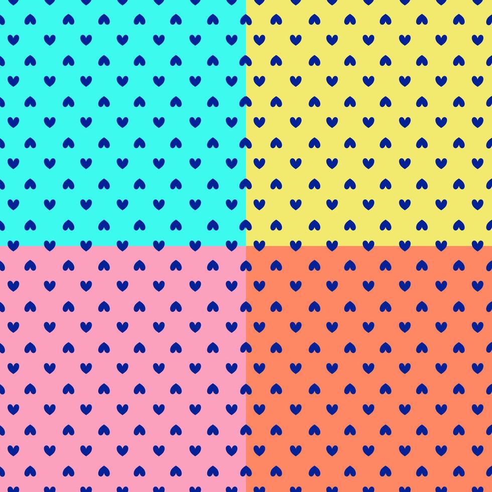 set van gele, blauwe, roze en oranje harten achtergrond. vector