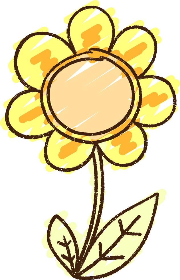 zonnebloem krijt tekening vector