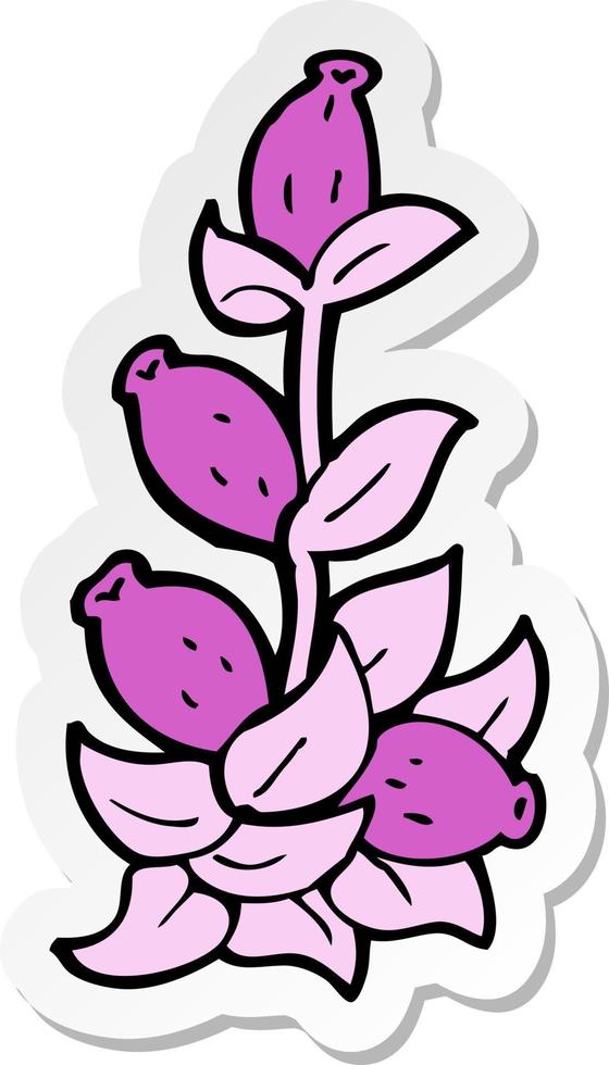 sticker van een cartoon bloemen vector