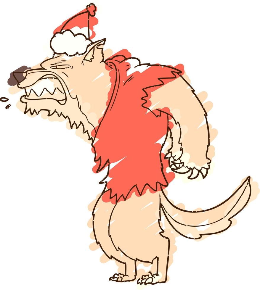 krijttekening kerst weerwolf vector