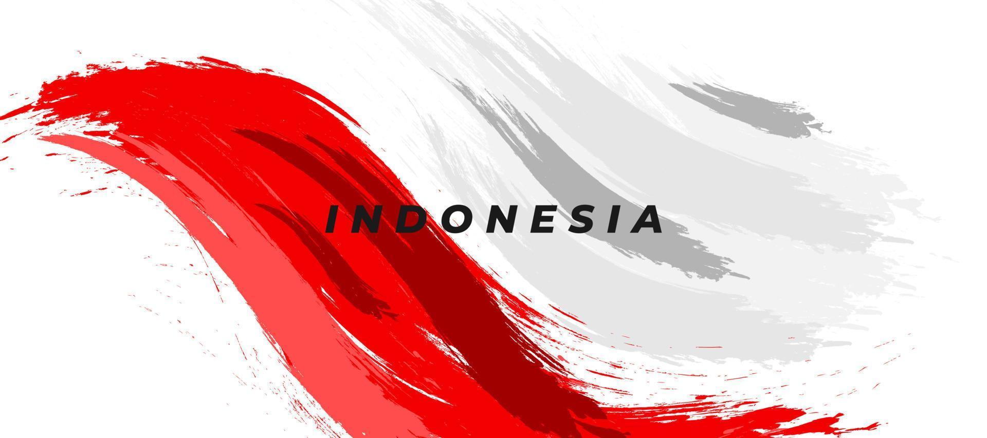 vlag van indonesië met borstel concept. gelukkige indonesische onafhankelijkheidsdag. vlag van indonesië in grunge-stijl vector