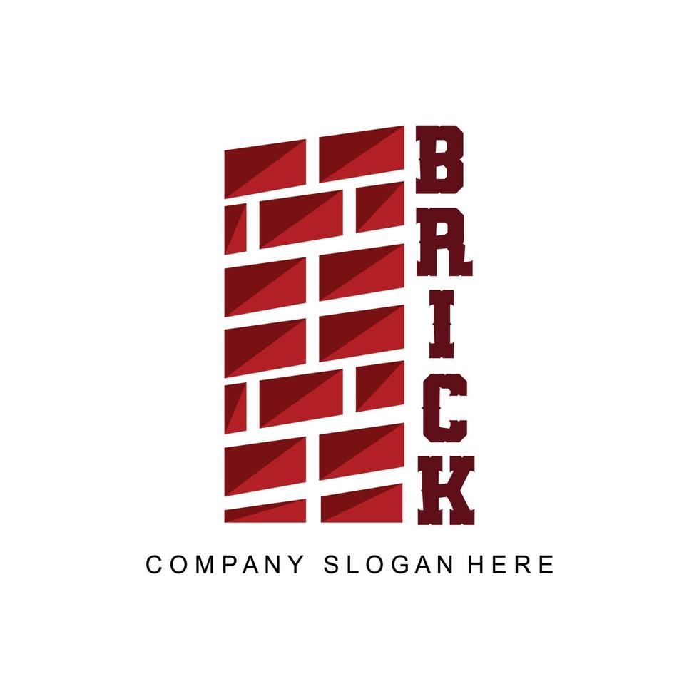 baksteen logo ontwerp, bouwmateriaal illustratie, bouwbedrijf product merk icoon vector