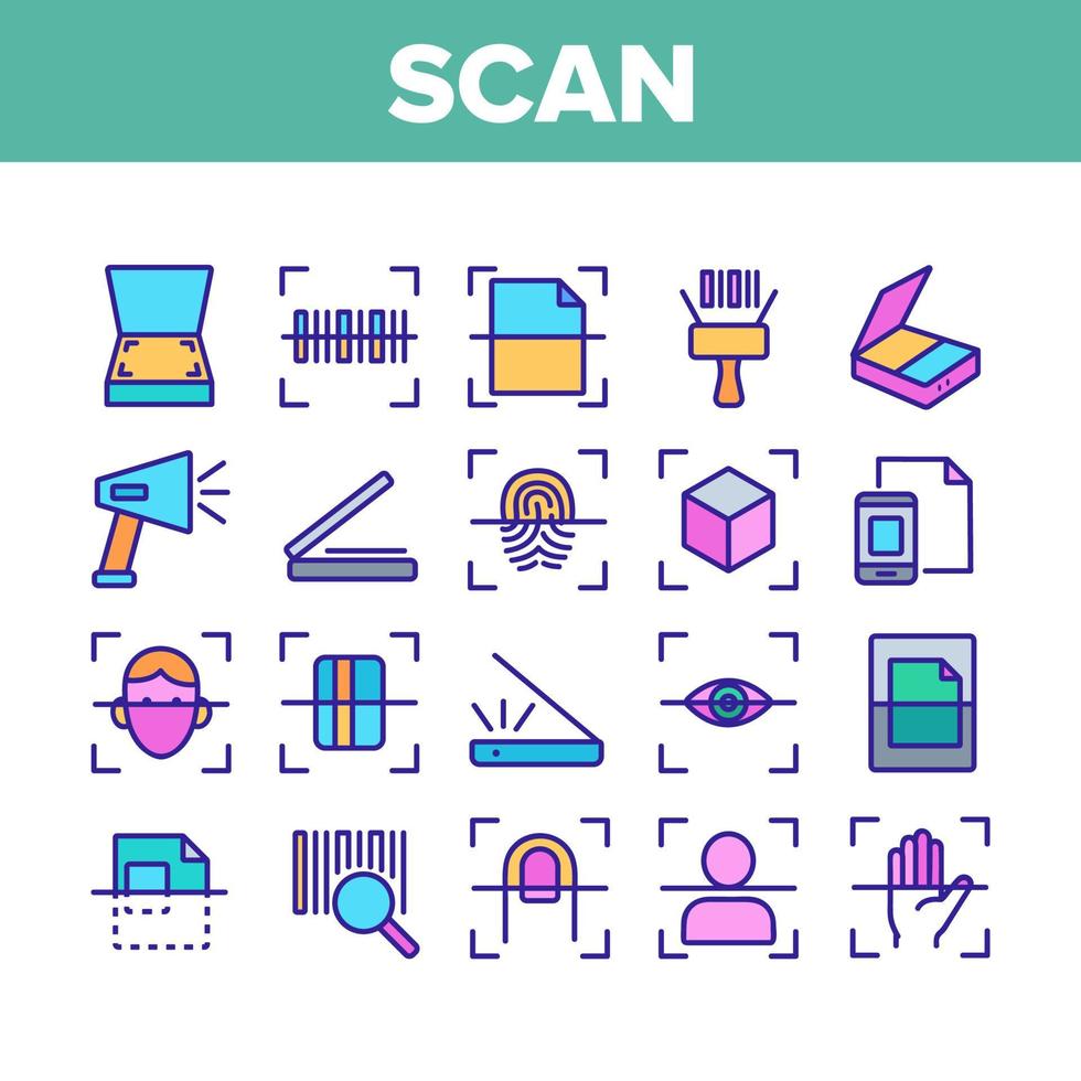 scan lezen collectie elementen pictogrammen instellen vector