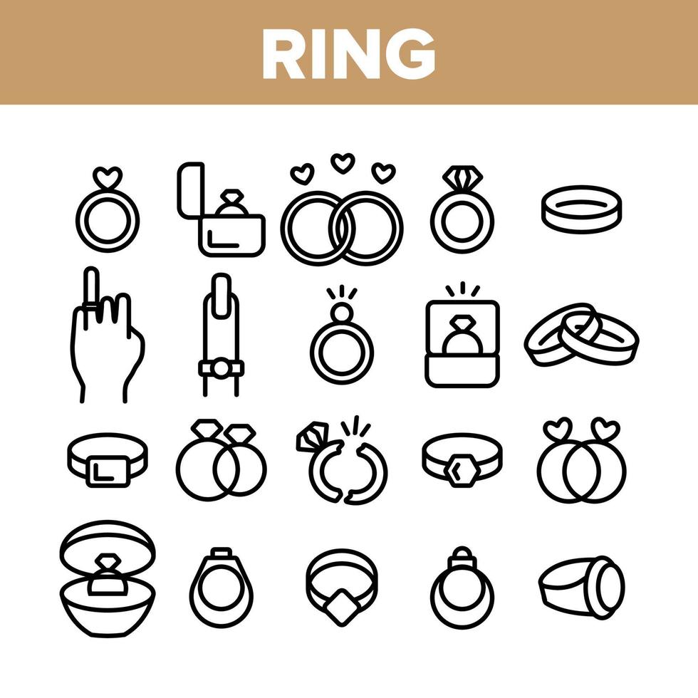 ring sieraden collectie elementen pictogrammen instellen vector