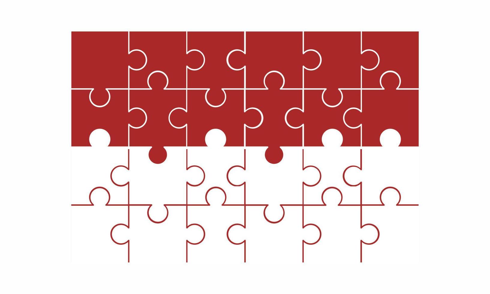 Indonesië vlag natie land in puzzel puzzel set van 24 gratis vector plat ontwerp met verschillende soorten vorm klaar voor gebruik en bewerkbare gratis vector