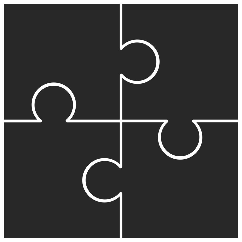 puzzel puzzel set van 4 patroon gratis vector plat ontwerp in zwart-wit kleur met verschillende soorten vorm klaar voor gebruik en bewerkbare gratis vector