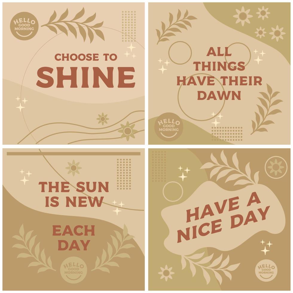 vintage koffie instagram feed sjabloon inspirerende motivatie ochtend vector