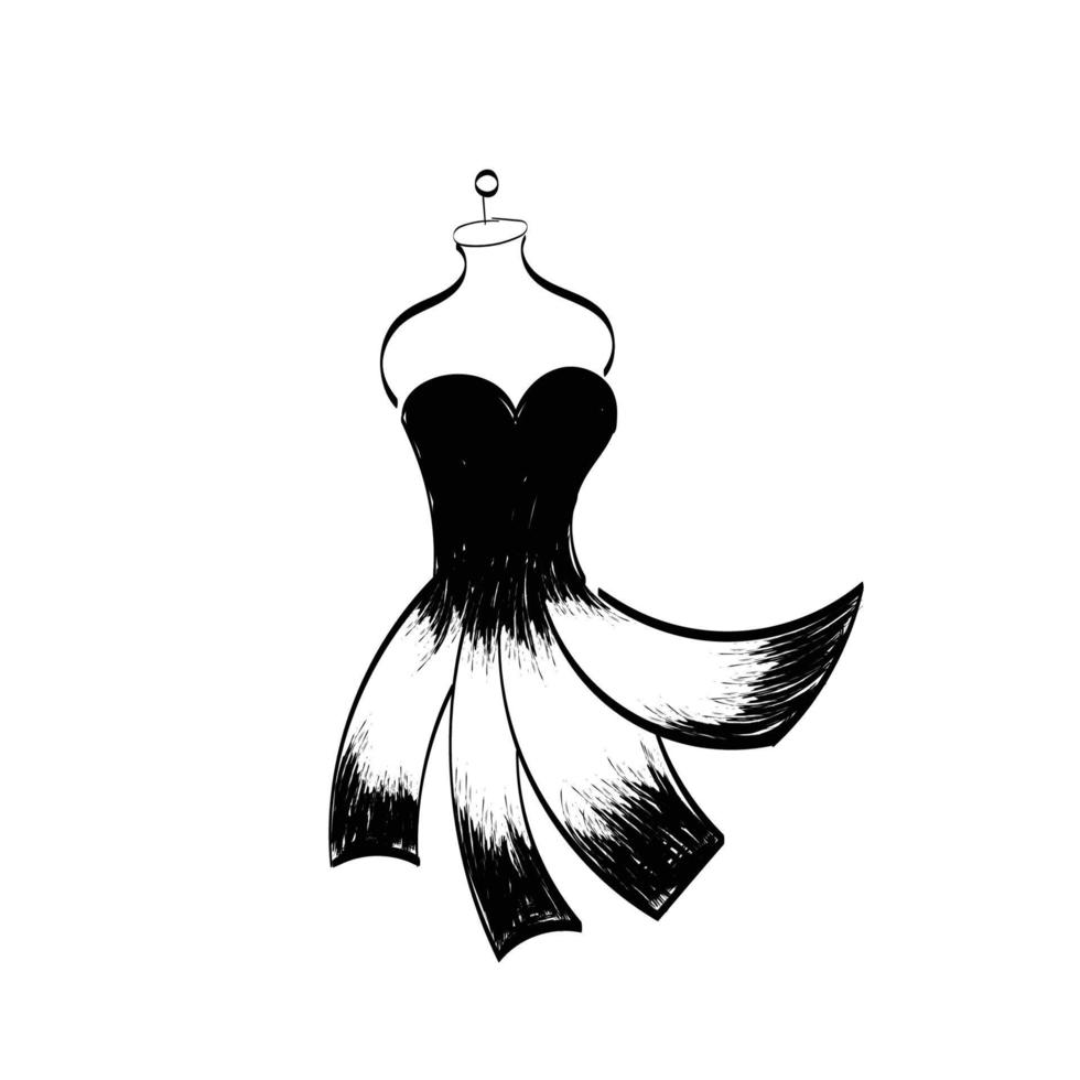 dummy jurk silhouet hand tekening illustratie vector