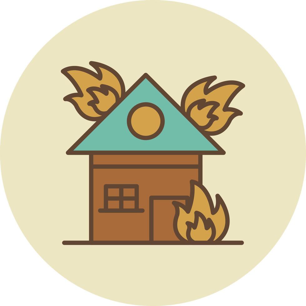 huis in brand gevuld retro vector