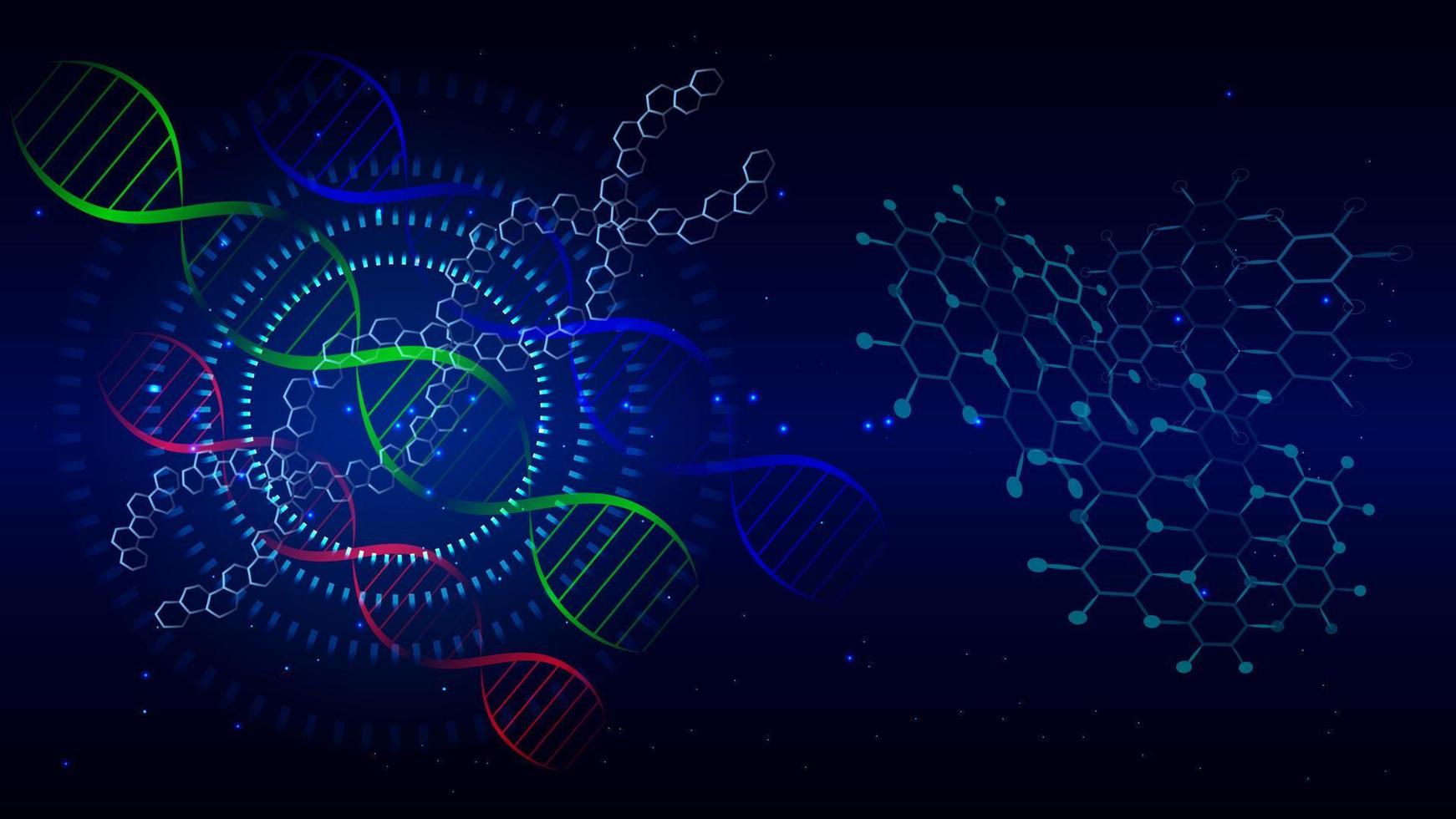 dna-moleculen voor hi-tec interface blauwe abstracte digitale technologie, vectorillustratie vector