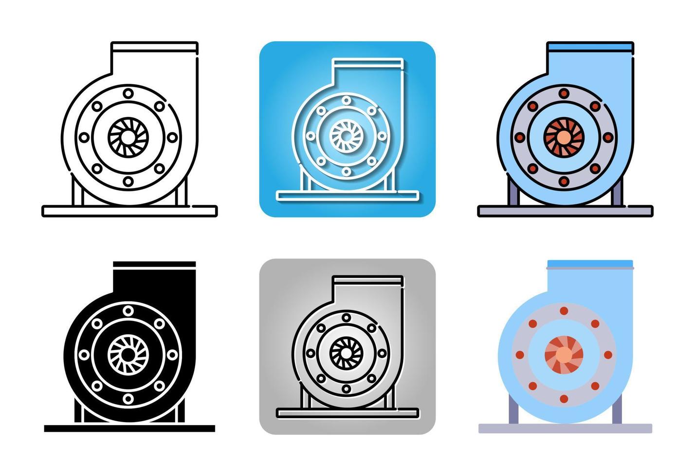 Ventilerende ventilator of blower icon set geïsoleerd op een witte achtergrond voor webdesign vector