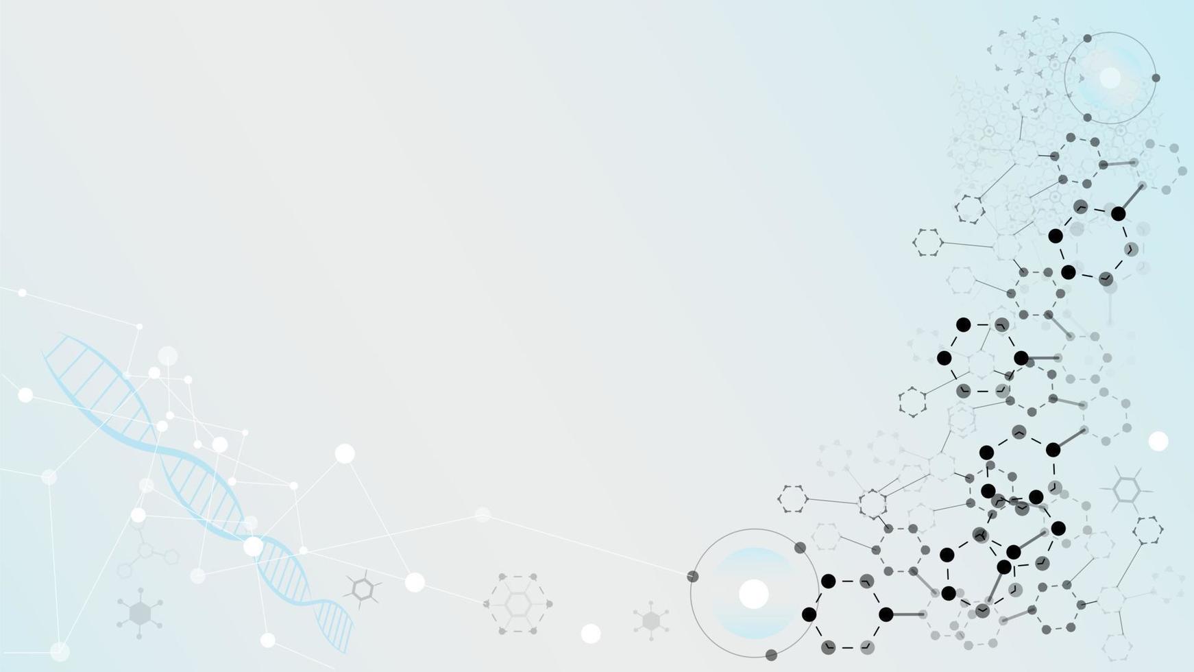 dna-moleculen voor hi-tec interface-achtergrond, abstracte communicatietechnologie en lijn en punten, vectorillustratie vector