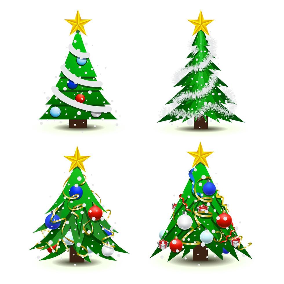 kerstboom pictogram kleur met ster witte achtergrond vector