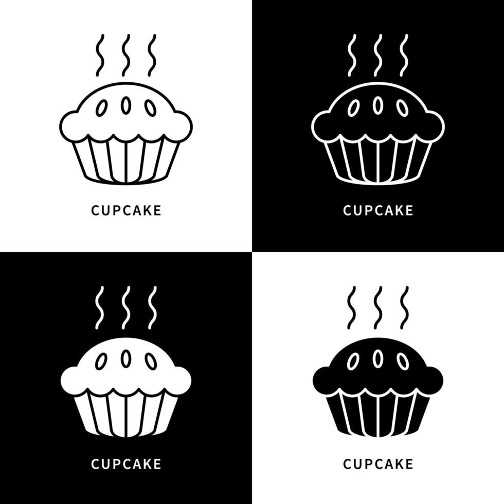 cupcake icoon. taart taart dessert logo. bakkerij en kookgerei vector symbool