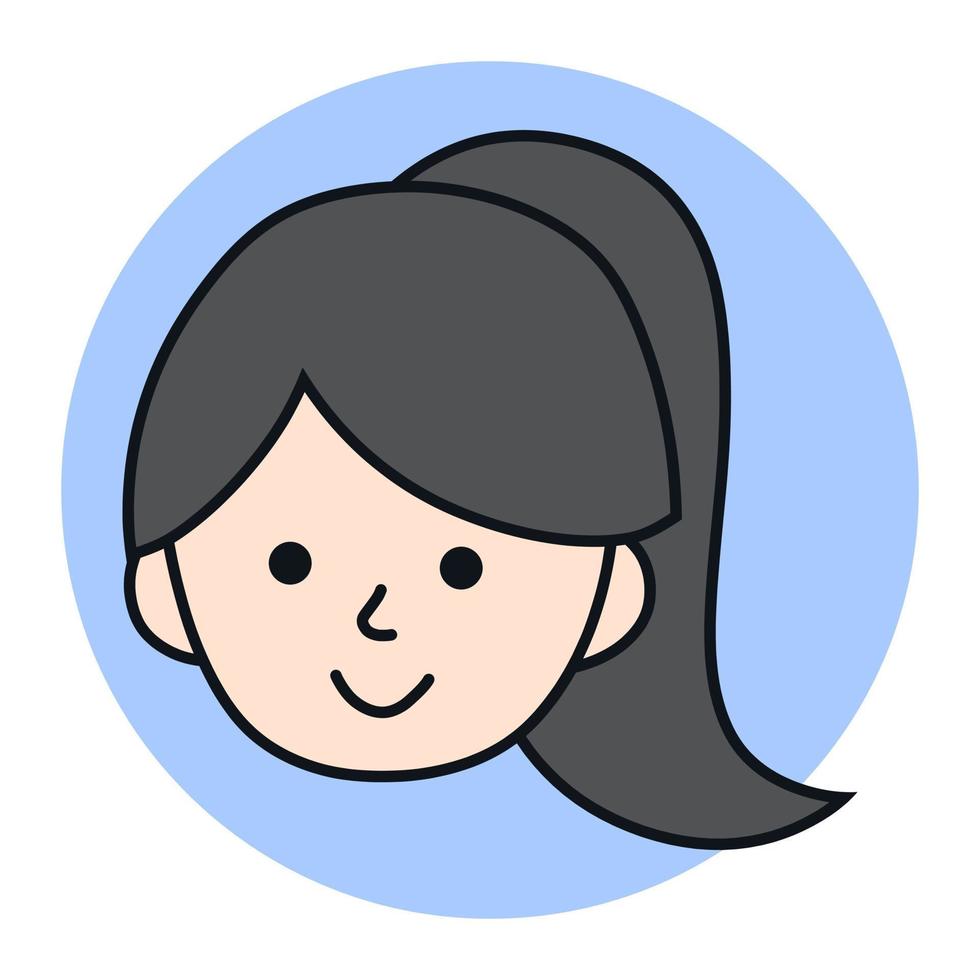 vrouw profiel mascotte vectorillustratie. vrouwelijke avatar pictogram cartoon. meisje hoofd gezicht zakelijk gebruikerslogo vector