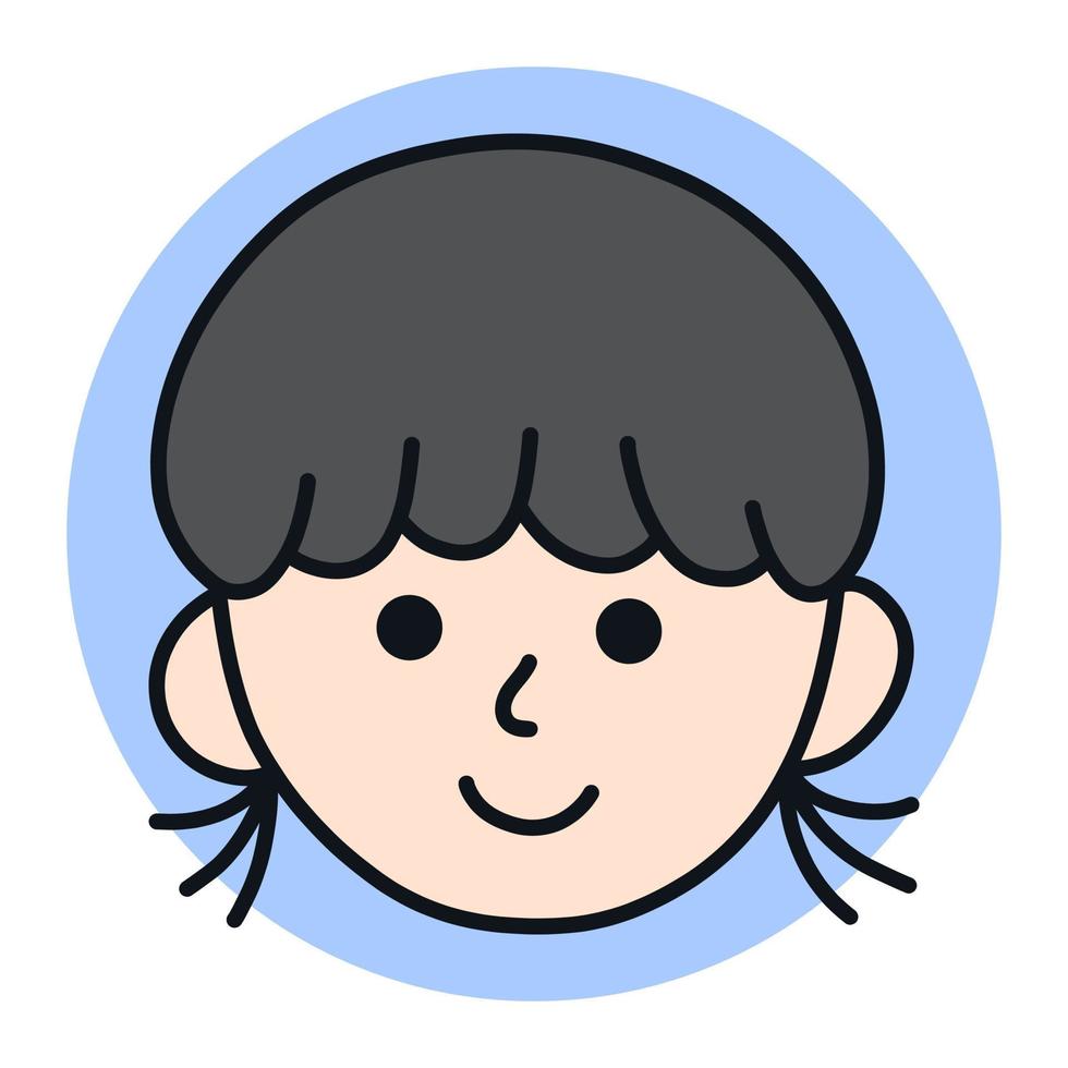 schattig meisje avatar pictogram cartoon. kleine vrouw profiel mascotte vectorillustratie. meisje hoofd gezicht zakelijk gebruikerslogo vector