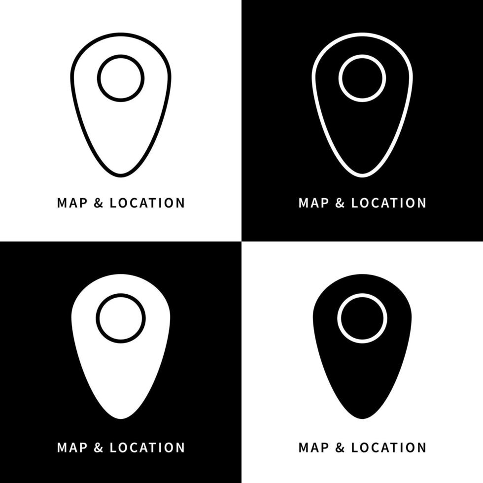 kaart en locatie pictogram symbool. navigatie marker knop logo vectorillustratie vector