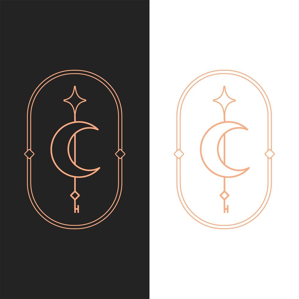elegante vector lotus maan sleutel ovale logo sjabloon in twee kleurvariaties. art deco-stijl logo-ontwerp voor luxe bedrijfsbranding. premium identiteitsontwerp.