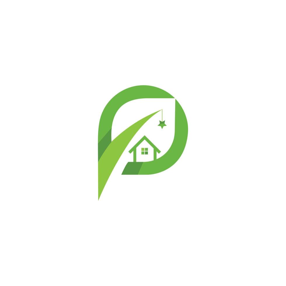 logo van een huis, huis met een blad vector