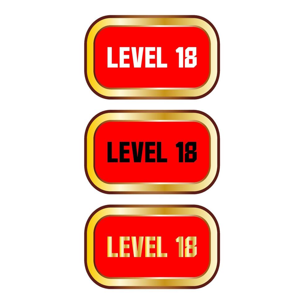 level 18 teken in rode kleur geïsoleerd op een witte achtergrond vector