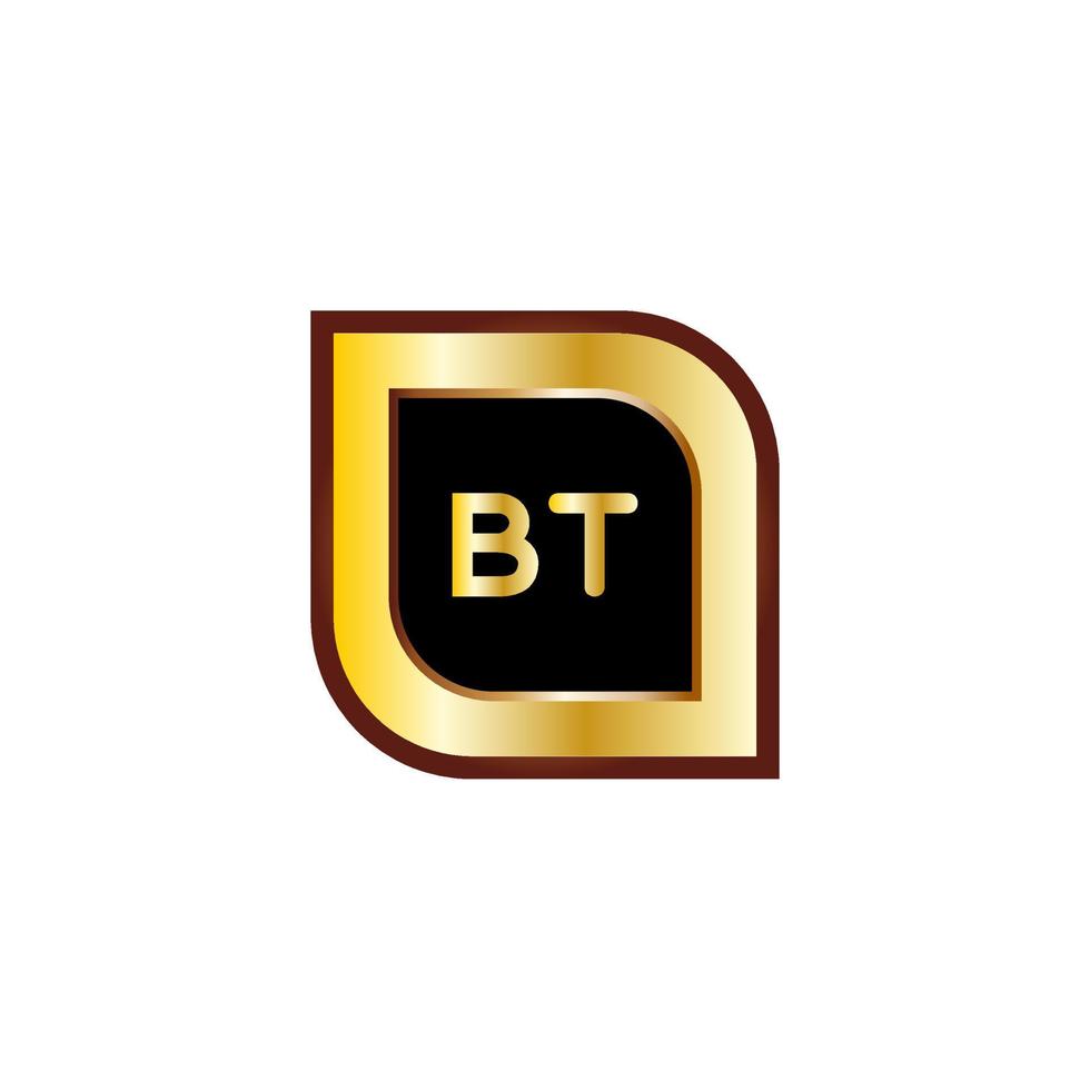 bt letter cirkel logo-ontwerp met gouden kleur vector