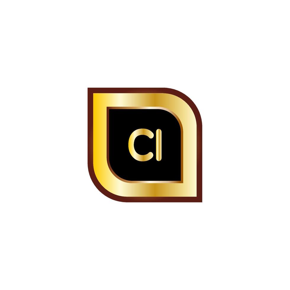 ci letter cirkel logo-ontwerp met gouden kleur vector