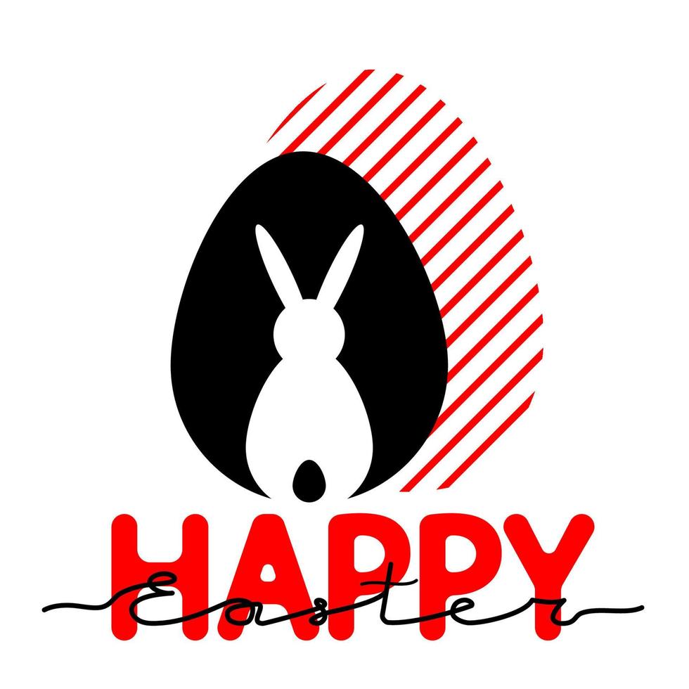 gelukkig Pasen. ansichtkaart met afbeelding van konijn en eieren silhouet vector