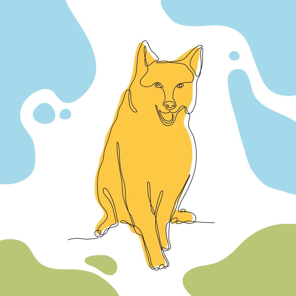 enkele lijn kunst hond illustratie. vector dierenprint foto