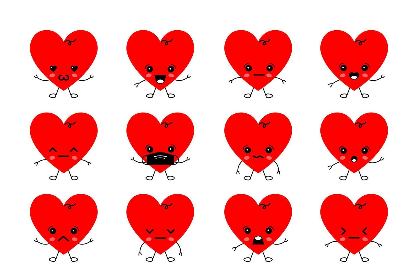 vector set emotie harten illustratie. fijne Valentijnsdag. spandoek met liefde
