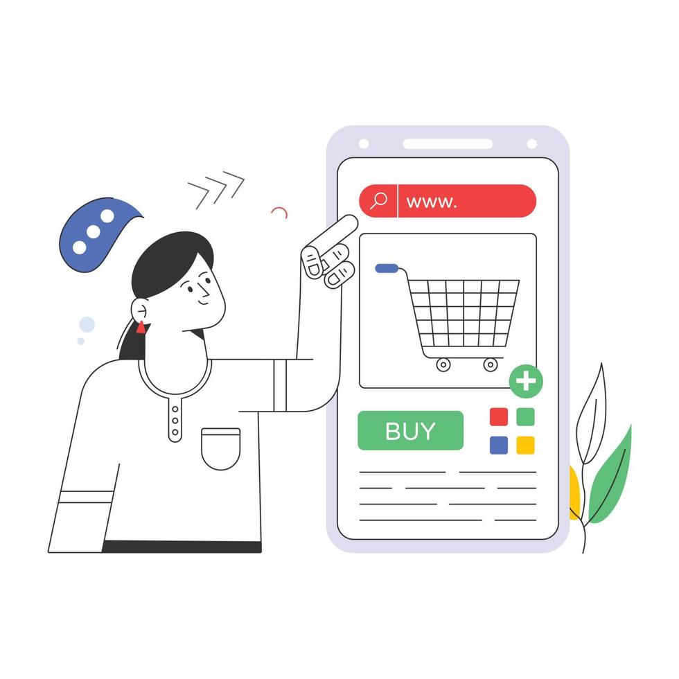 een platte illustratie van mobiele aankopen voor internet en apps vector