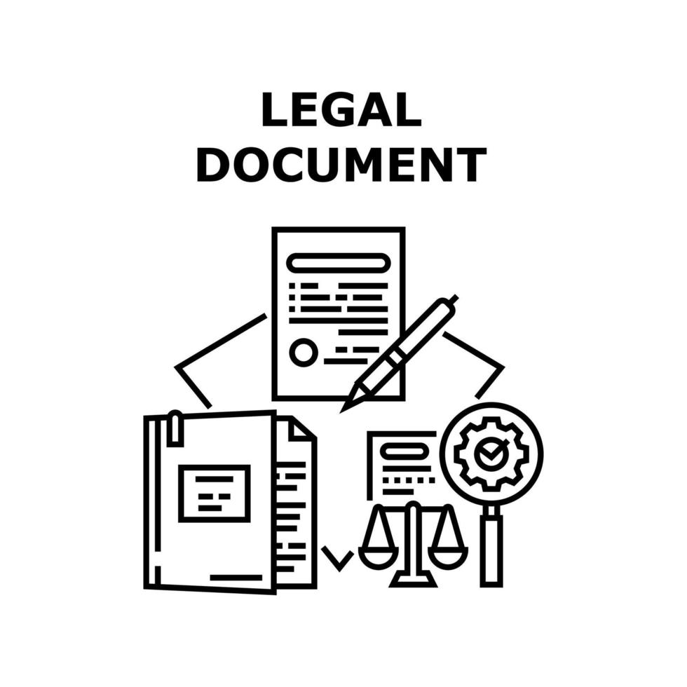 juridisch document vector concept zwarte illustratie