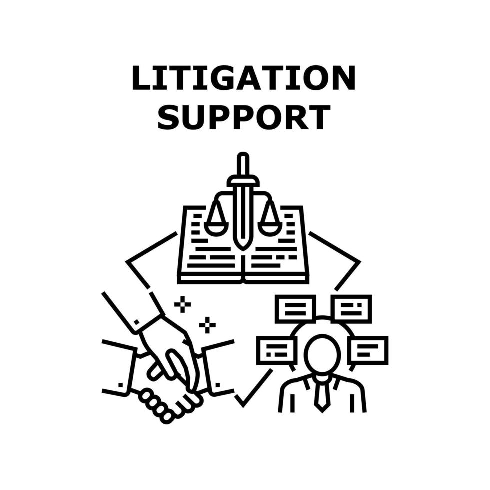 rechtszaken ondersteuning vector concept illustratie