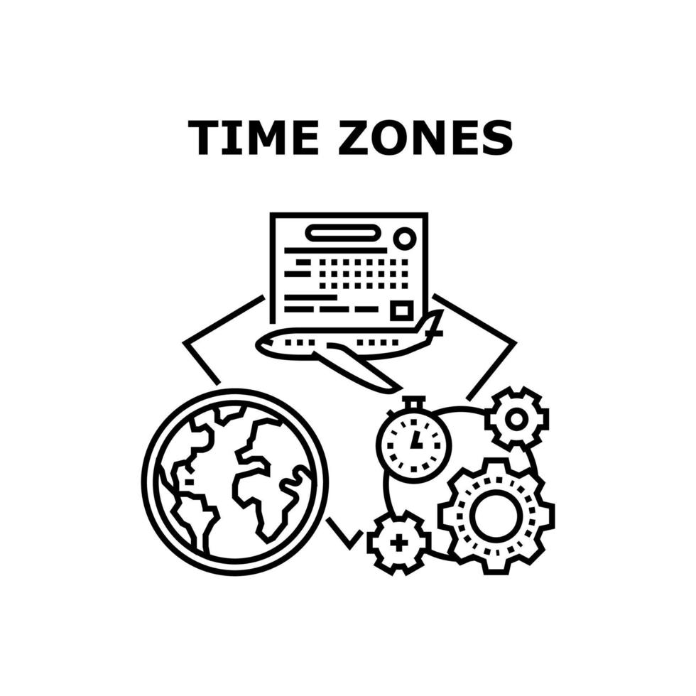 tijdzones wereld vector concept zwarte illustratie