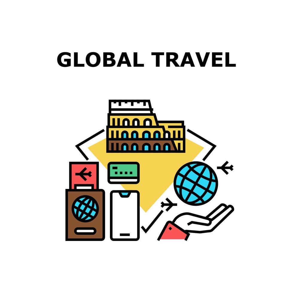 globale reis vector concept kleur illustratie