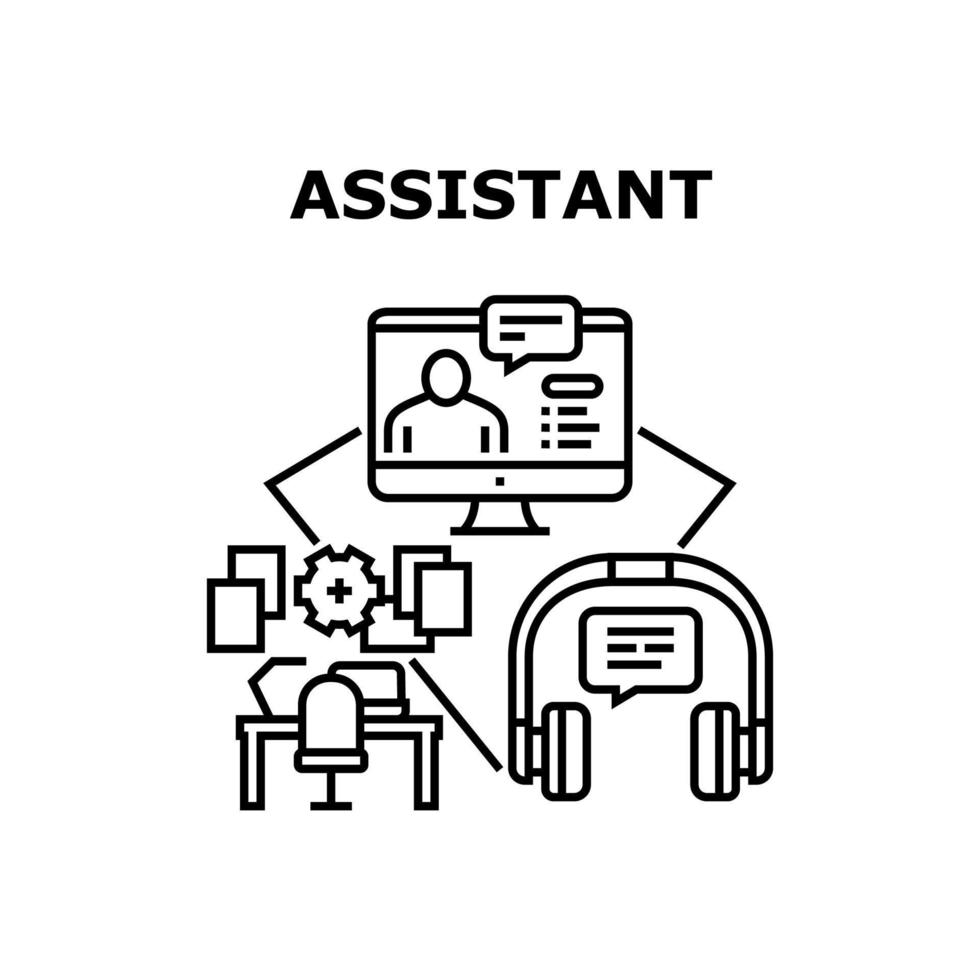 assistent werk vector concept zwarte illustratie