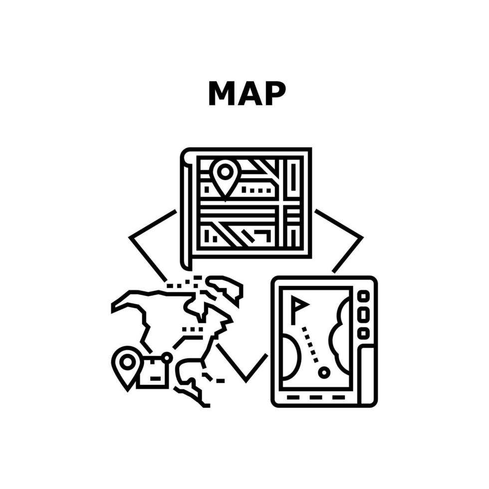 kaart navigatie vector concept zwarte afbeelding