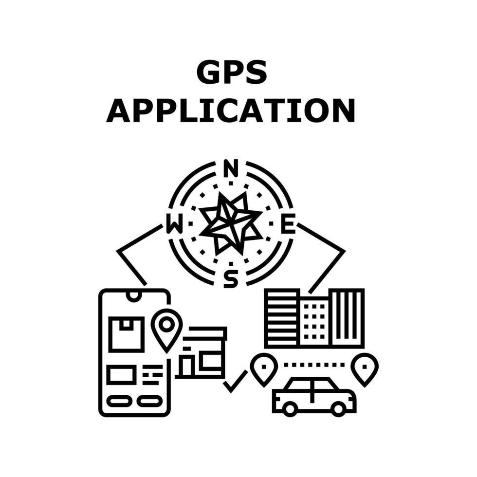 gps applicatie vector concept zwarte afbeelding