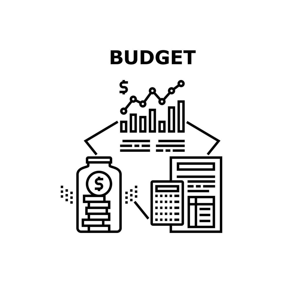 budget planning vector concept zwarte afbeelding