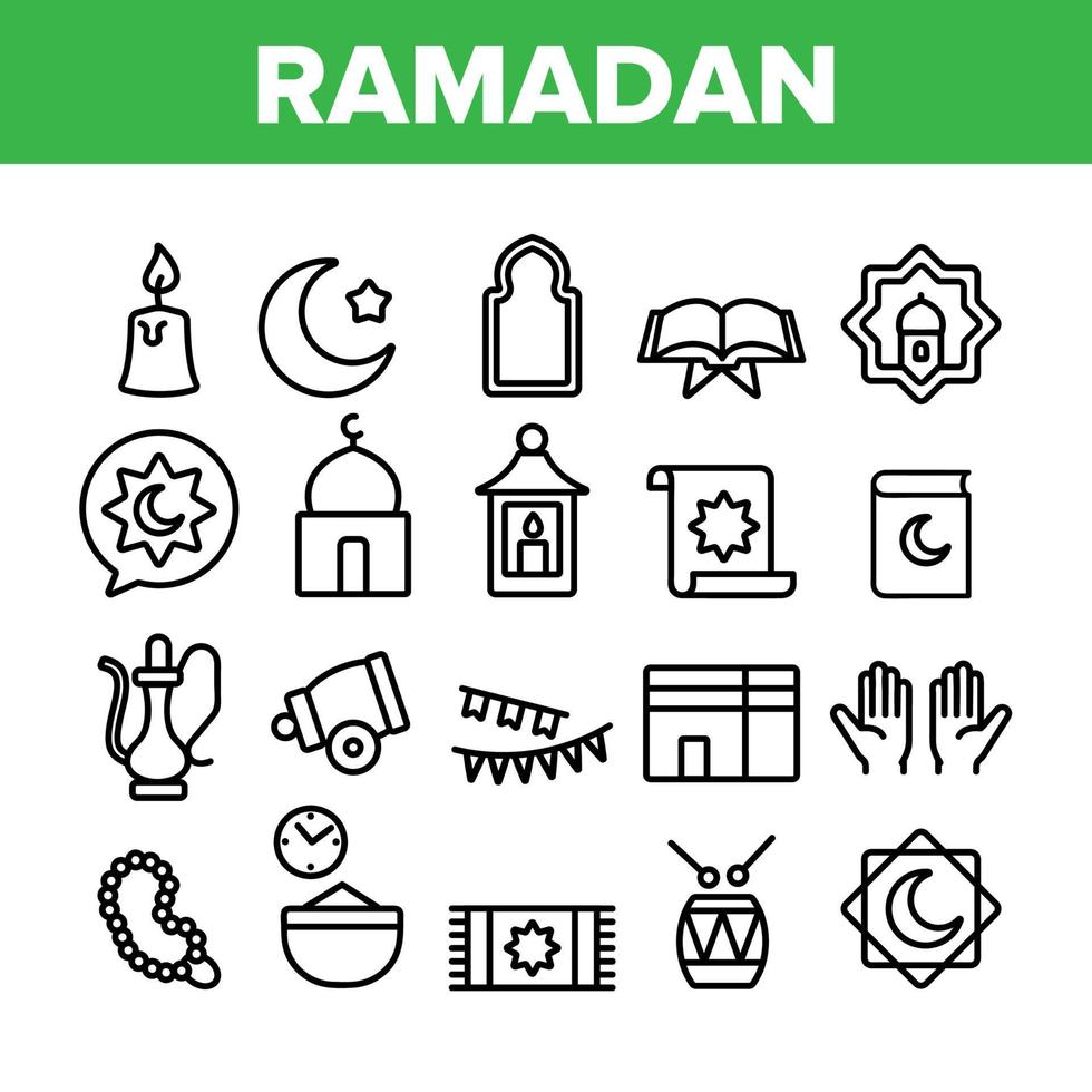 ramadan islam collectie elementen pictogrammen instellen vector