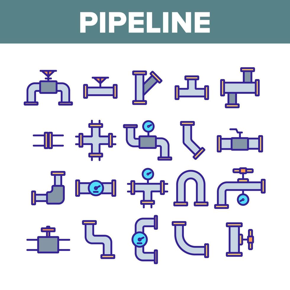 pijpleiding collectie elementen pictogrammen instellen vector