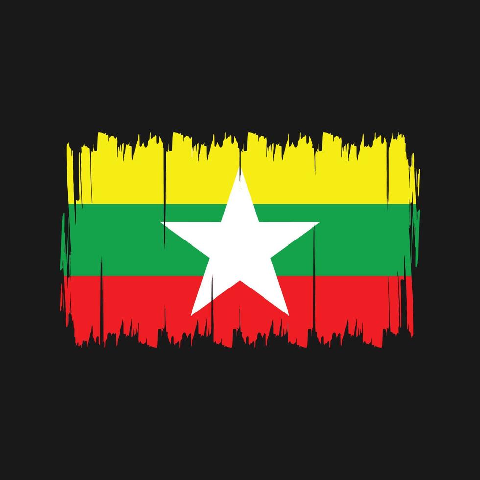 Myanmar vlag borstel. nationale vlag vector