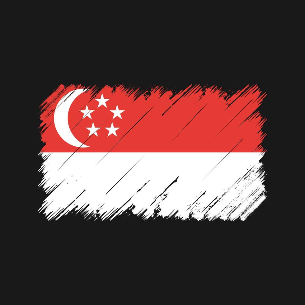 singapore vlag penseelstreken. nationale vlag vector
