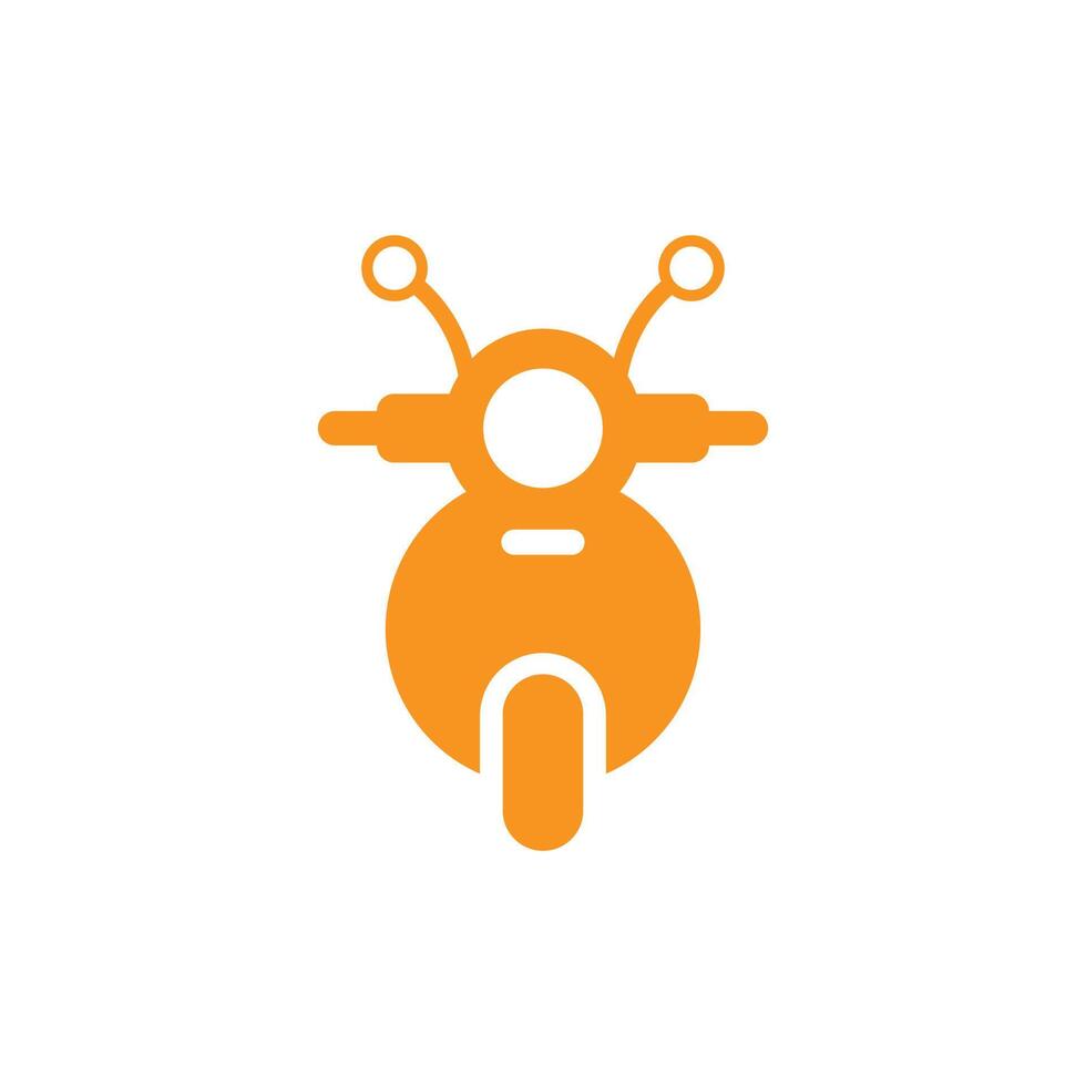 eps10 oranje vector motorfiets vooraanzicht pictogram geïsoleerd op een witte achtergrond. scootersymbool in een eenvoudige, platte trendy moderne stijl voor uw websiteontwerp, logo, pictogram en mobiele applicatie